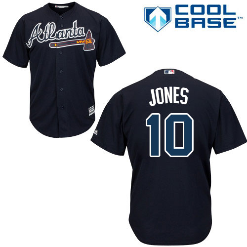 Braves #10 Chipper Jones Navy Blue Cool Base Stitched Youth MLB Jersey